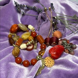 All Matching - 2 Elegant Beaded Bracelets, 1 Earring Set & Keychain. #EA9